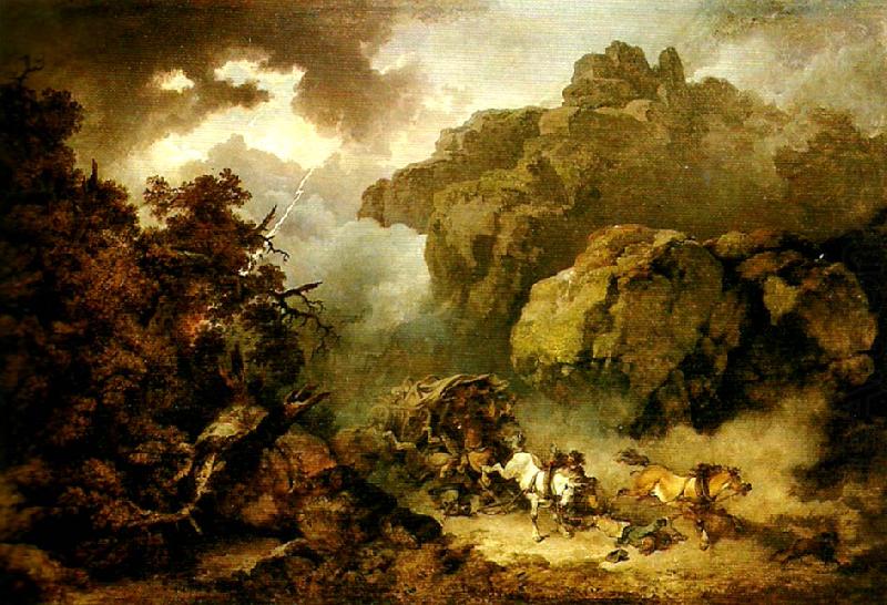 landscape with carriage in a storm, Philippe Jacques